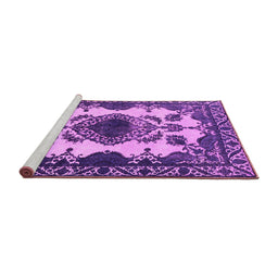 Sideview of Machine Washable Oriental Pink Industrial Rug, wshurb2227pnk