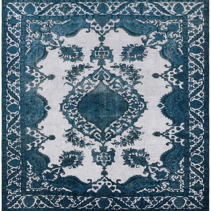 Square Machine Washable Industrial Modern Blue Gray Rug, wshurb2227