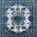 Square Mid-Century Modern Blue Gray Oriental Rug, urb2227