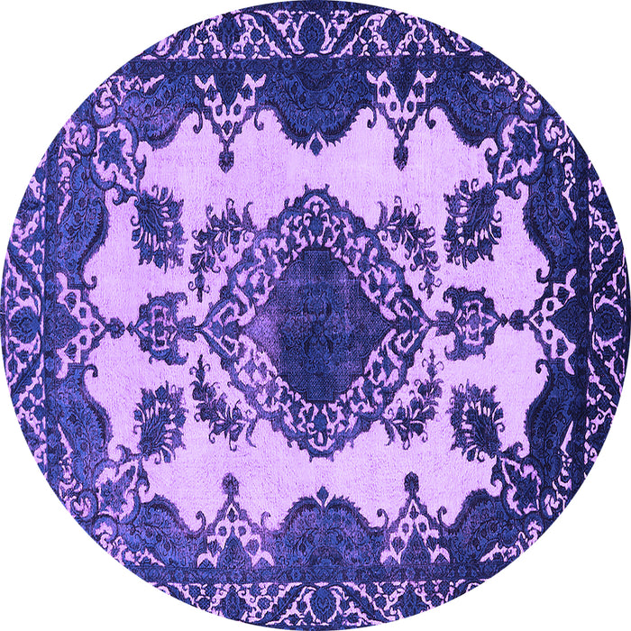Round Oriental Purple Industrial Rug, urb2227pur