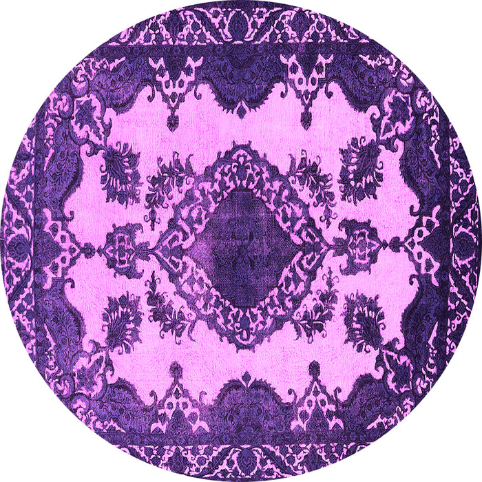 Round Machine Washable Oriental Pink Industrial Rug, wshurb2227pnk