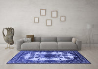 Machine Washable Oriental Blue Industrial Rug, wshurb2227blu