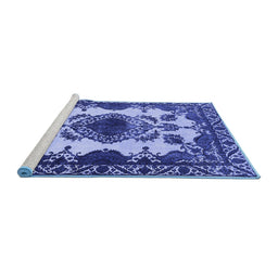 Sideview of Machine Washable Oriental Blue Industrial Rug, wshurb2227blu