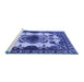 Sideview of Machine Washable Oriental Blue Industrial Rug, wshurb2227blu