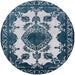 Round Machine Washable Industrial Modern Blue Gray Rug, wshurb2227