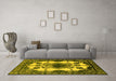 Machine Washable Oriental Yellow Industrial Rug in a Living Room, wshurb2227yw