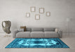 Machine Washable Oriental Light Blue Industrial Rug in a Living Room, wshurb2227lblu