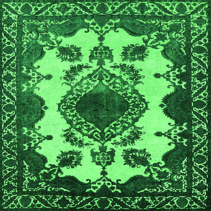 Square Oriental Green Industrial Rug, urb2227grn