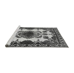 Sideview of Machine Washable Oriental Gray Industrial Rug, wshurb2227gry