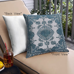 Front View of Mid-Century Modern Urban Square Blue Gray Throw Pillow, 18 inch by 18 inch, pwurb2227