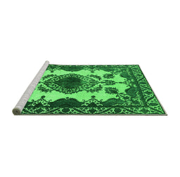 Sideview of Machine Washable Oriental Green Industrial Area Rugs, wshurb2227grn