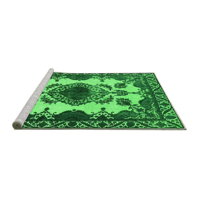 Sideview of Machine Washable Oriental Green Industrial Area Rugs, wshurb2227grn