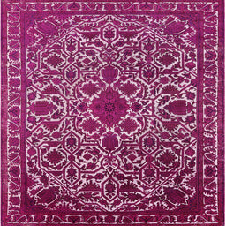 Square Mid-Century Modern Pink Oriental Rug, urb2228