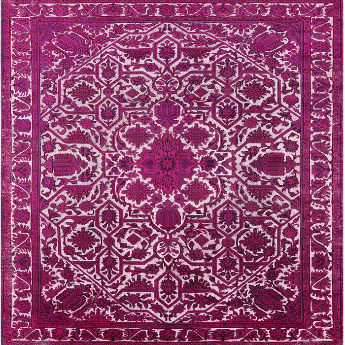 Square Mid-Century Modern Pink Oriental Rug, urb2228