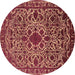 Round Oriental Brown Industrial Rug, urb2228brn