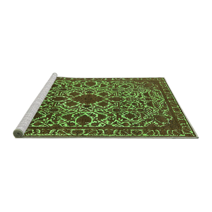 Sideview of Machine Washable Oriental Green Industrial Area Rugs, wshurb2228grn