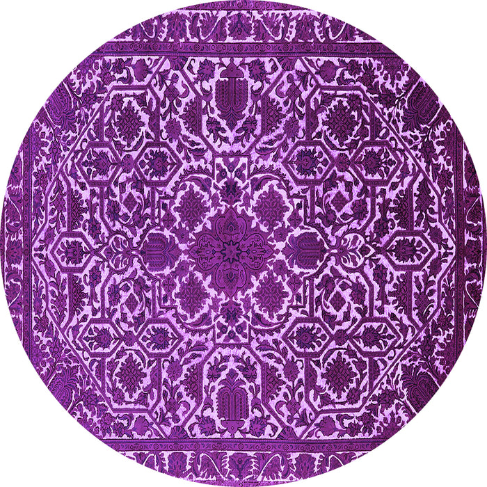 Round Machine Washable Oriental Purple Industrial Area Rugs, wshurb2228pur