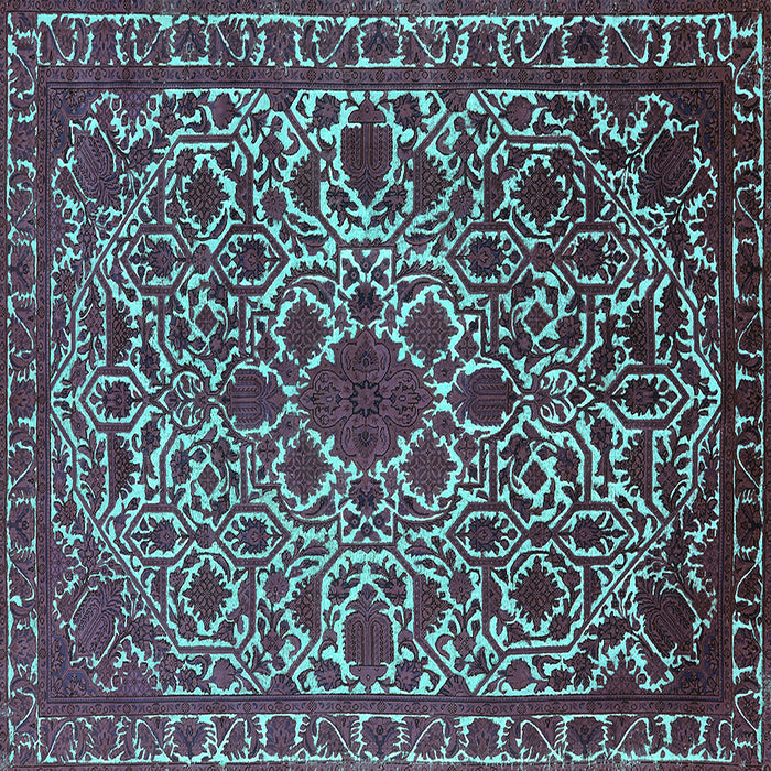 Square Oriental Turquoise Industrial Rug, urb2228turq