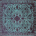 Square Oriental Turquoise Industrial Rug, urb2228turq