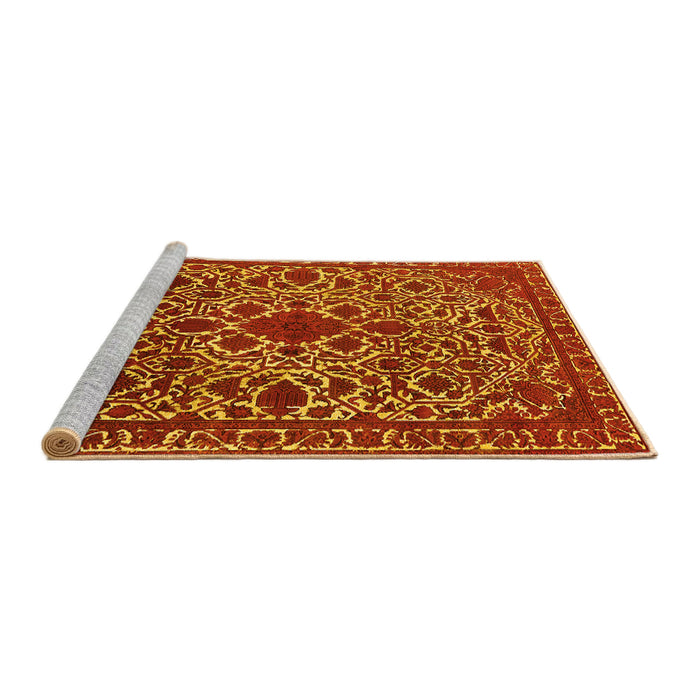 Sideview of Machine Washable Oriental Yellow Industrial Rug, wshurb2228yw
