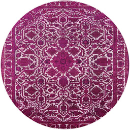 Round Machine Washable Industrial Modern Cadillac Pink Rug, wshurb2228