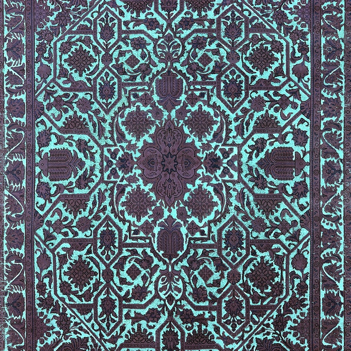 Machine Washable Oriental Turquoise Industrial Area Rugs, wshurb2228turq