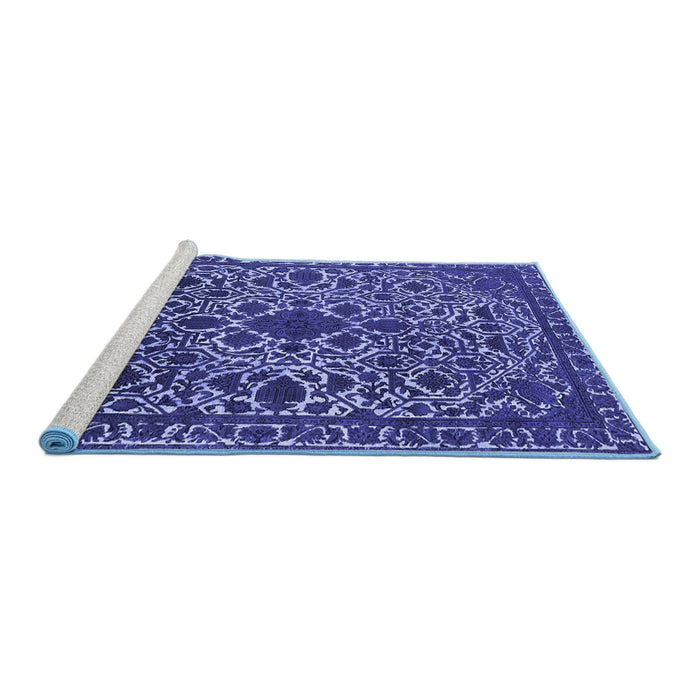 Sideview of Machine Washable Oriental Blue Industrial Rug, wshurb2228blu