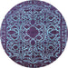 Round Oriental Light Blue Industrial Rug, urb2228lblu