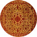 Round Machine Washable Oriental Yellow Industrial Rug, wshurb2228yw