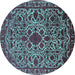 Round Oriental Turquoise Industrial Rug, urb2228turq