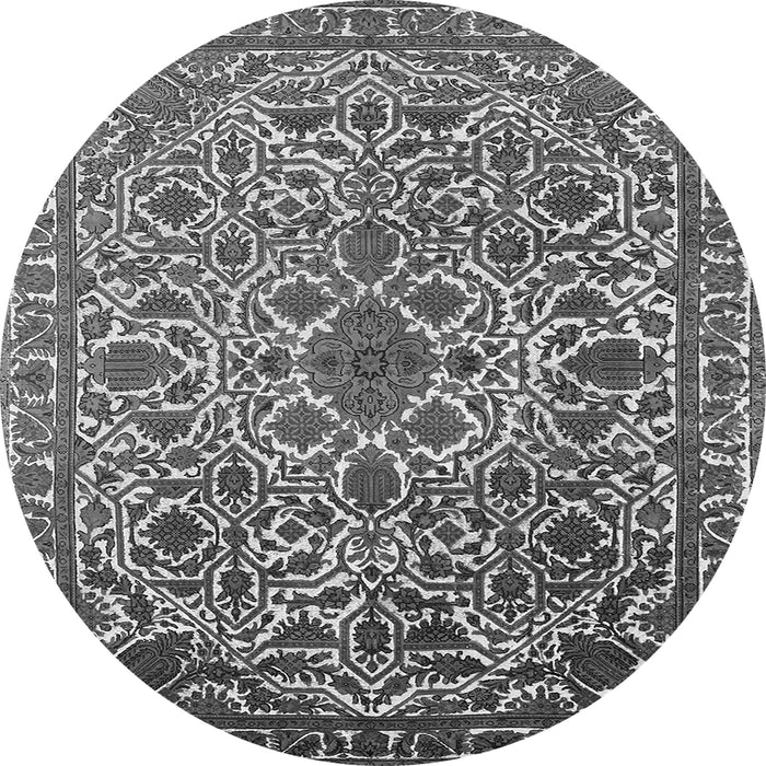 Round Machine Washable Oriental Gray Industrial Rug, wshurb2228gry