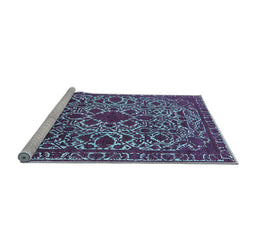 Sideview of Machine Washable Oriental Light Blue Industrial Rug, wshurb2228lblu