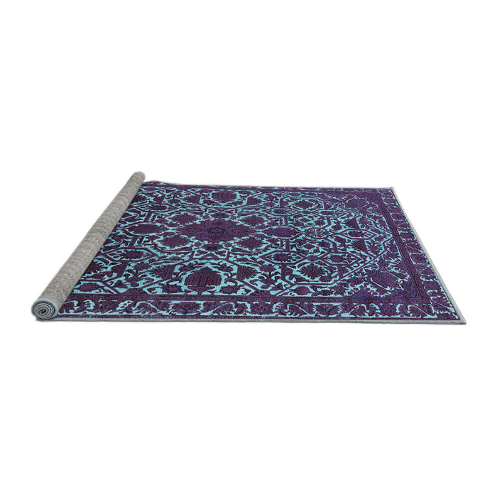Sideview of Machine Washable Oriental Light Blue Industrial Rug, wshurb2228lblu