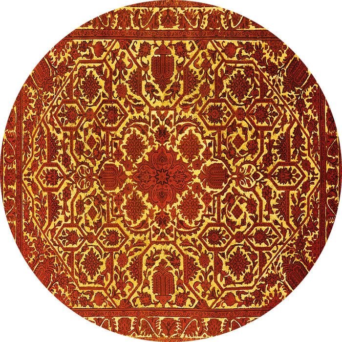 Round Oriental Yellow Industrial Rug, urb2228yw