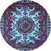 Round Oriental Light Blue Industrial Rug, urb2229lblu