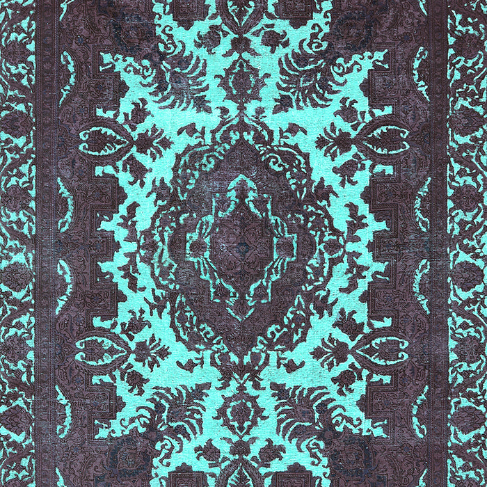 Machine Washable Oriental Turquoise Industrial Area Rugs, wshurb2229turq