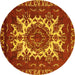 Round Oriental Yellow Industrial Rug, urb2229yw