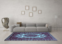 Machine Washable Oriental Light Blue Industrial Rug, wshurb2229lblu