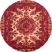 Round Machine Washable Oriental Orange Industrial Area Rugs, wshurb2229org