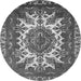 Round Oriental Gray Industrial Rug, urb2229gry