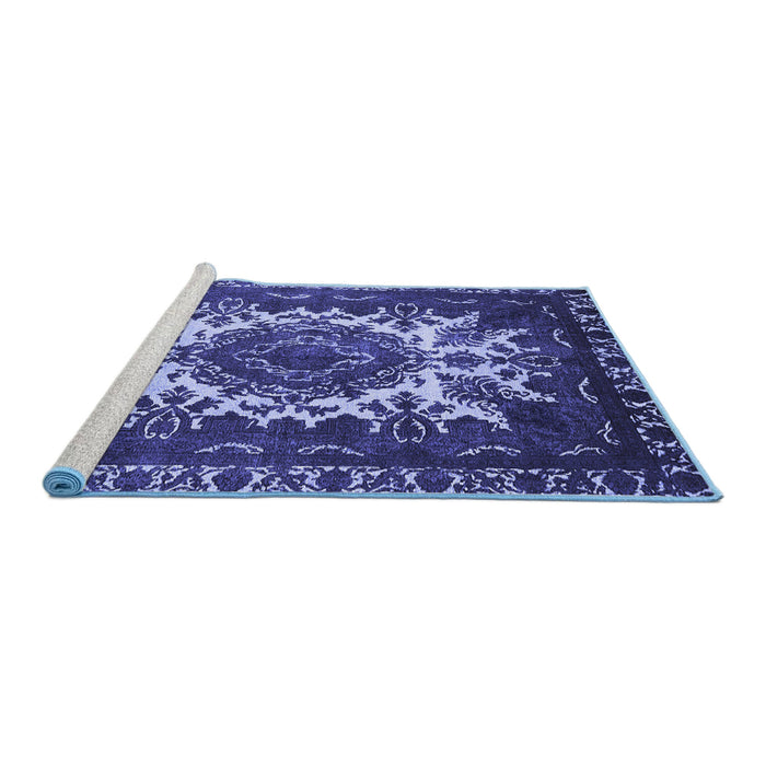 Sideview of Machine Washable Oriental Blue Industrial Rug, wshurb2229blu