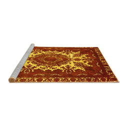 Sideview of Machine Washable Oriental Yellow Industrial Rug, wshurb2229yw