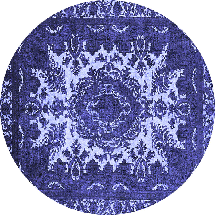Round Oriental Blue Industrial Rug, urb2229blu