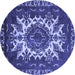 Round Oriental Blue Industrial Rug, urb2229blu