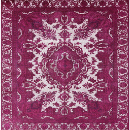 Square Machine Washable Industrial Modern Pale Violet Red Pink Rug, wshurb2229