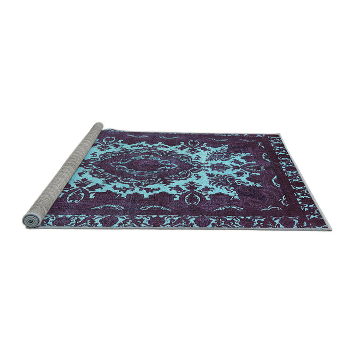 Sideview of Machine Washable Oriental Light Blue Industrial Rug, wshurb2229lblu