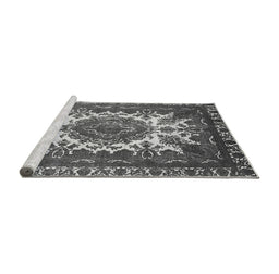 Sideview of Machine Washable Oriental Gray Industrial Rug, wshurb2229gry