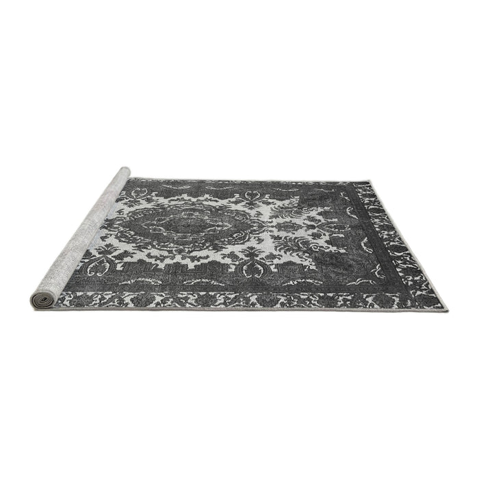 Sideview of Machine Washable Oriental Gray Industrial Rug, wshurb2229gry