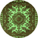 Round Oriental Green Industrial Rug, urb2229grn