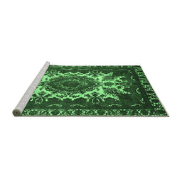 Sideview of Machine Washable Oriental Emerald Green Industrial Area Rugs, wshurb2229emgrn